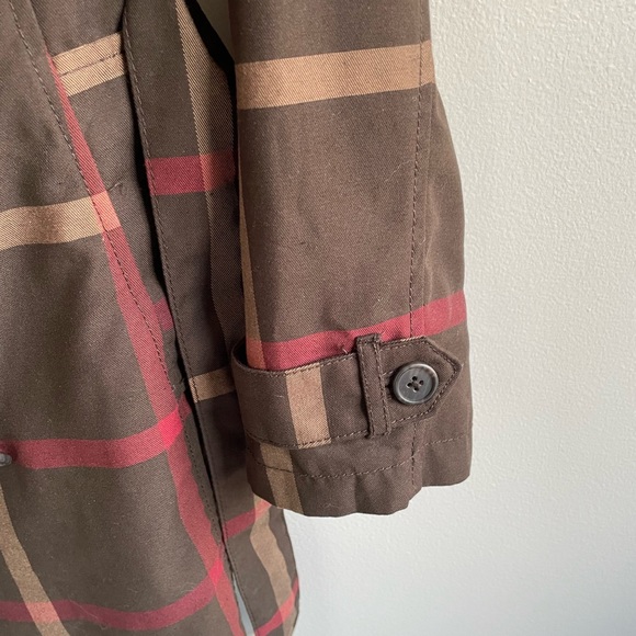 MERONA WATER REPELLANT TRENCH COAT TAN BROWN RED PLAID POCKETS BELT - Picture 6 of 13